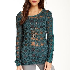 NEW Free People Floral Textured Sheer Top